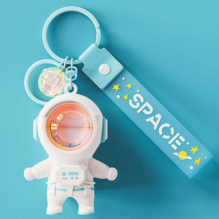 Space man keychain with light