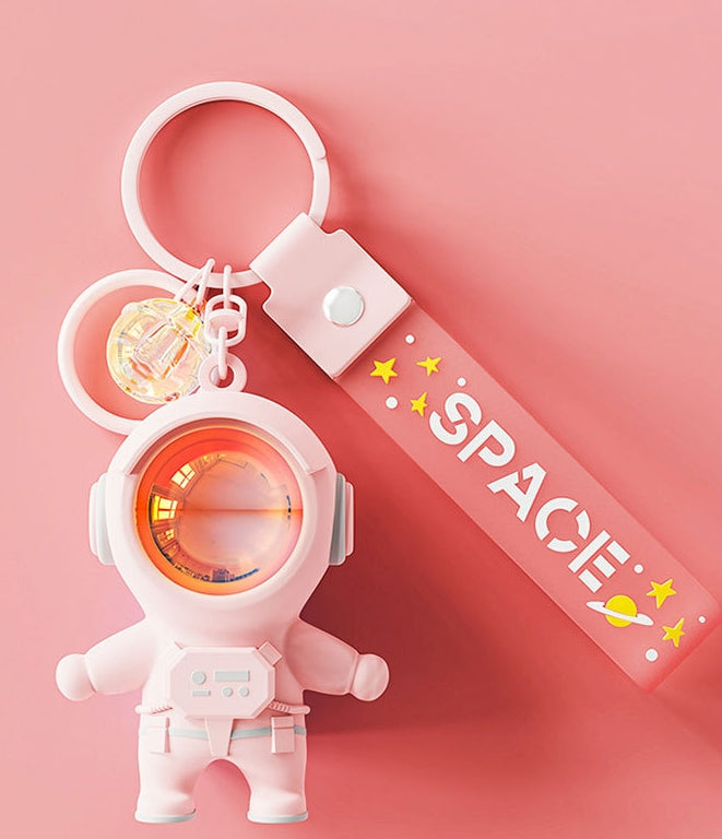 Space man keychain with light