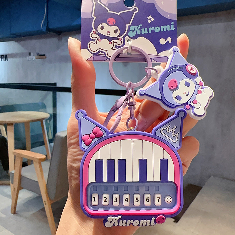 Sanrio kuromi piano keychain with light